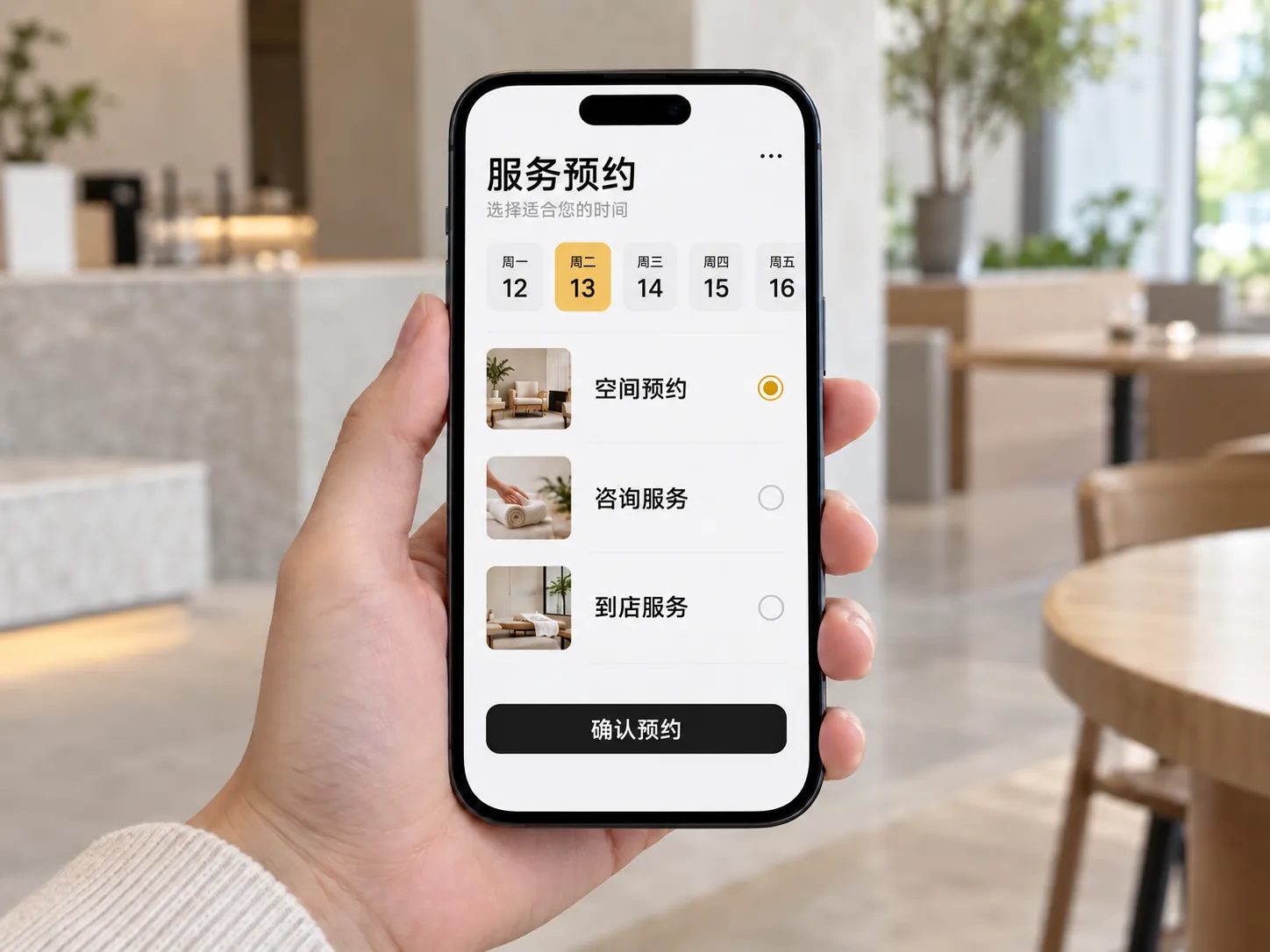 手机上的服务预约界面